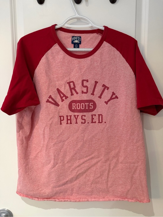 Roots Tops - Roots Pink and Red Varsity Raglan Tee
